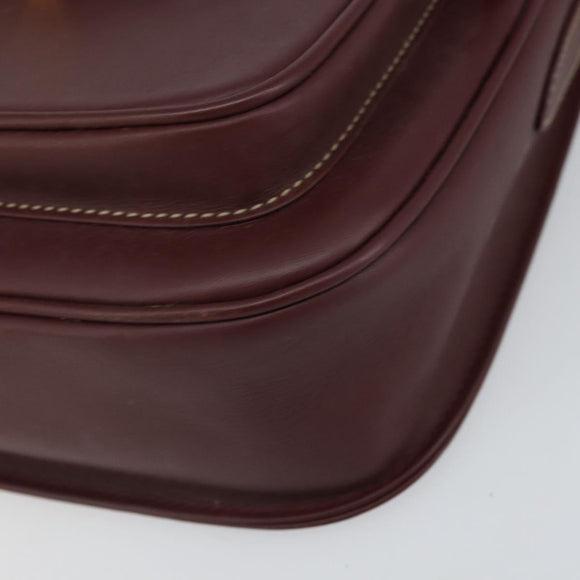 CARTIER Must Line Shoulder Bag Leather Bordeaux Gold Auth 164033