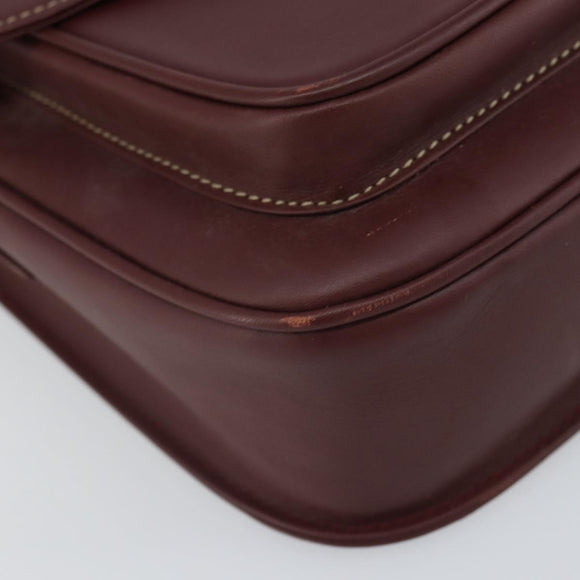CARTIER Must Line Shoulder Bag Leather Bordeaux Gold Auth 164033