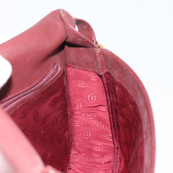 CARTIER Must Line Shoulder Bag Leather Bordeaux Gold Auth 164033