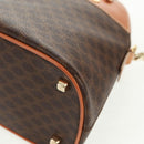 CELINE Macadam Canvas Hand Bag PVC Leather Brown Gold Auth 164047V-16