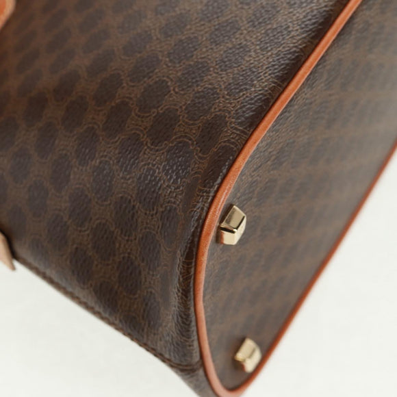 CELINE Macadam Canvas Hand Bag PVC Leather Brown Gold Auth 164047V