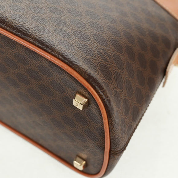 CELINE Macadam Canvas Hand Bag PVC Leather Brown Gold Auth 164047V