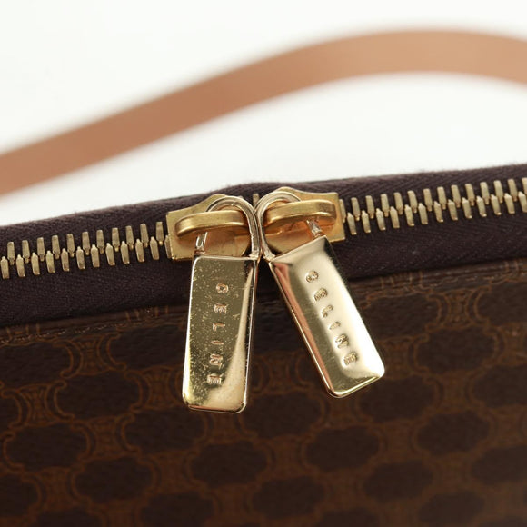 CELINE Macadam Canvas Hand Bag PVC Leather Brown Gold Auth 164047V