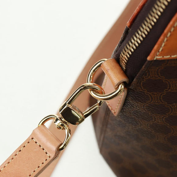CELINE Macadam Canvas Hand Bag PVC Leather Brown Gold Auth 164047V