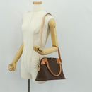 CELINE Macadam Canvas Hand Bag PVC Leather Brown Gold Auth 164047V-25