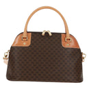 CELINE Macadam Canvas Hand Bag PVC Leather Brown Gold Auth 164047V-13