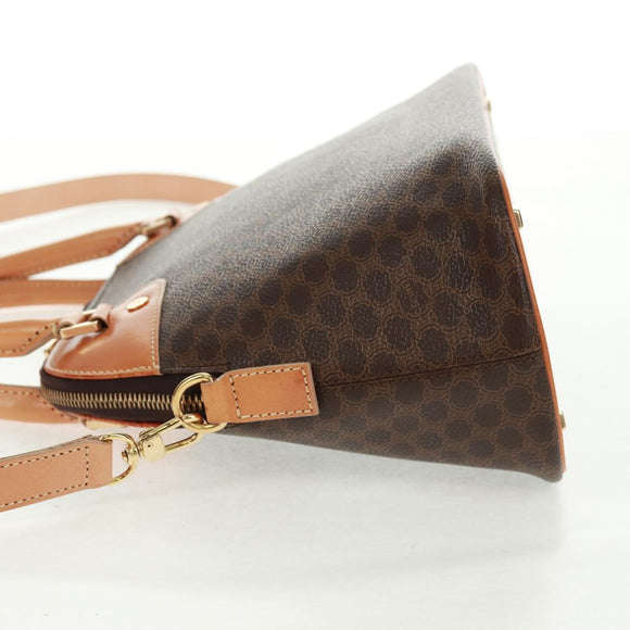 CELINE Macadam Canvas Hand Bag PVC Leather Brown Gold Auth 164047V