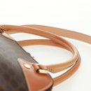CELINE Macadam Canvas Hand Bag PVC Leather Brown Gold Auth 164047V-8