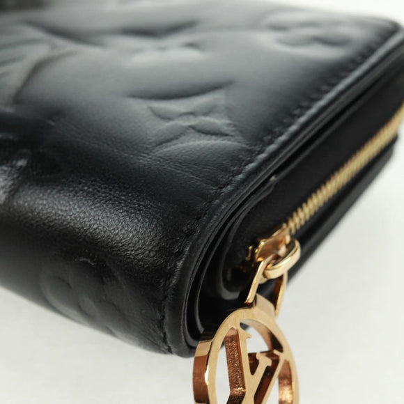 LOUIS VUITTON Lamb Leather Portefeuille Lou Wallet Black M81599 Auth 164048SAM