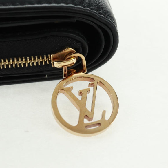 LOUIS VUITTON Lamb Leather Portefeuille Lou Wallet Black M81599 Auth 164048SAM