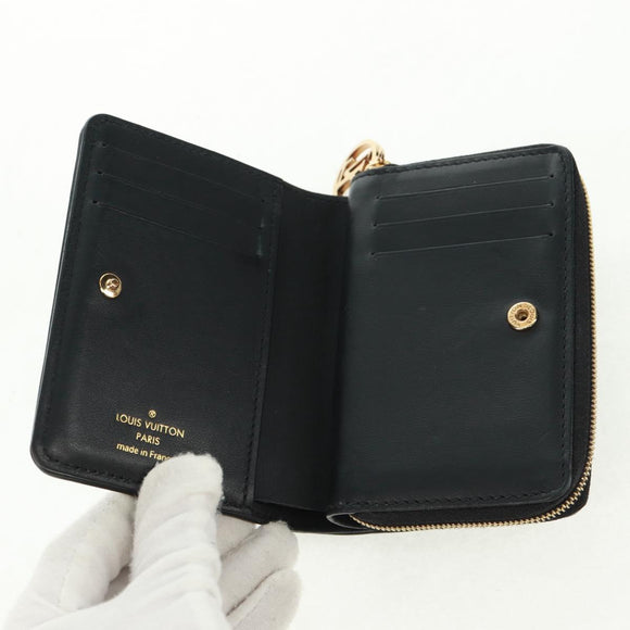 LOUIS VUITTON Lamb Leather Portefeuille Lou Wallet Black M81599 Auth 164048SAM