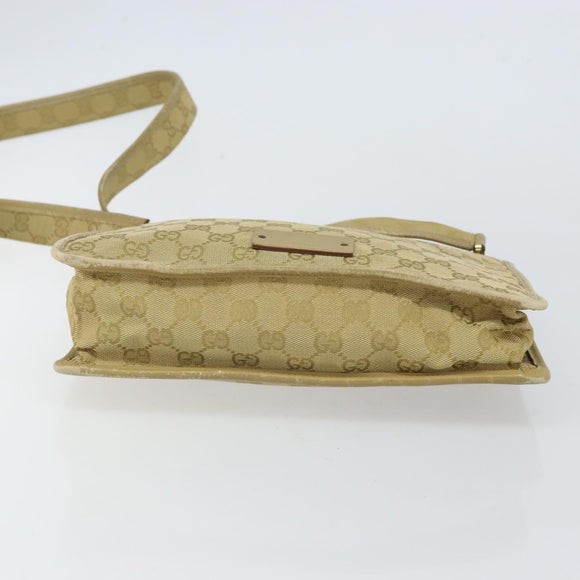 GUCCI GG Canvas Shoulder Bag Beige Gold 91762 Auth 164051