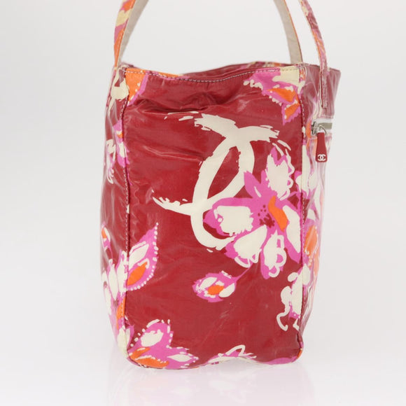 CHANEL Camelia Tote Bag Nylon Red CC Auth 164053