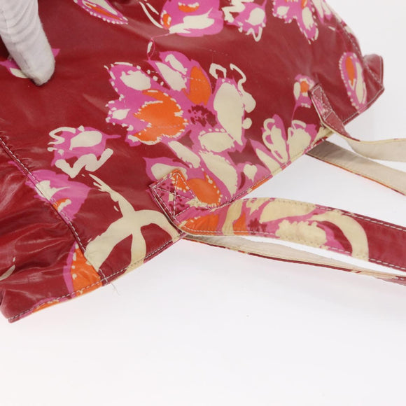 CHANEL Camelia Tote Bag Nylon Red CC Auth 164053