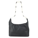 GUCCI Shoulder Bag Leather Black Gold Auth 164055-2