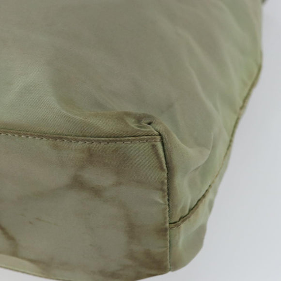 PRADA Hand Bag Nylon Khaki Silver Auth 164059