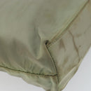 PRADA Hand Bag Nylon Khaki Silver Auth 164059-16