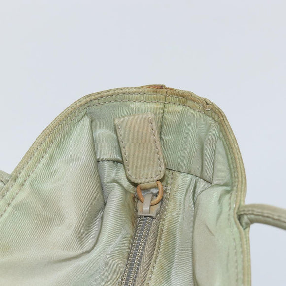 PRADA Hand Bag Nylon Khaki Silver Auth 164059