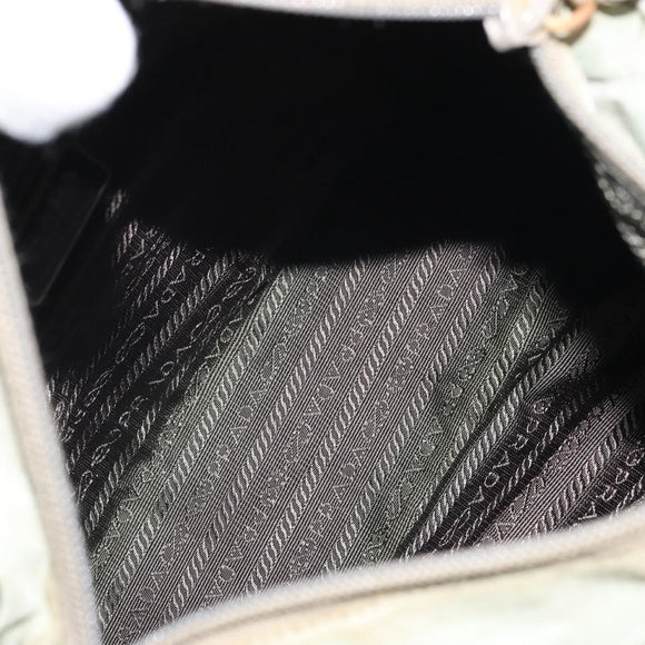 PRADA Hand Bag Nylon Khaki Silver Auth 164059
