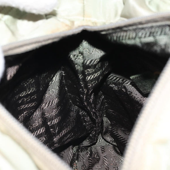 PRADA Hand Bag Nylon Khaki Silver Auth 164059