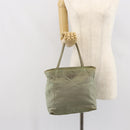 PRADA Hand Bag Nylon Khaki Silver Auth 164059-23