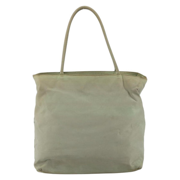 PRADA Hand Bag Nylon Khaki Silver Auth 164059