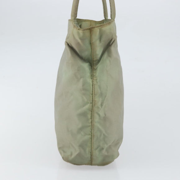 PRADA Hand Bag Nylon Khaki Silver Auth 164059