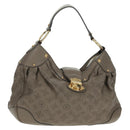 LOUIS VUITTON Mahina Solar Powered PM Bag Leather Taupe M93124 LV Auth 164063V-1