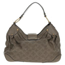 LOUIS VUITTON Mahina Solar Powered PM Bag Leather Taupe M93124 LV Auth 164063V-2