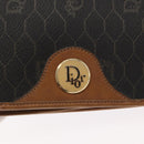 Christian Dior Honeycomb Canvas Chain Shoulder Bag PVC Gray Gold Auth 164065-17