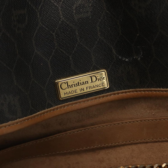 Christian Dior Honeycomb Canvas Chain Shoulder Bag PVC Gray Gold Auth 164065