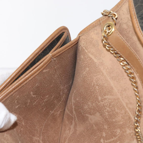 Christian Dior Honeycomb Canvas Chain Shoulder Bag PVC Gray Gold Auth 164065