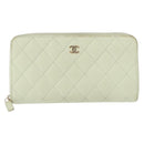 CHANEL Long Wallet Caviar Skin Green Gold CC Auth 164071A-13
