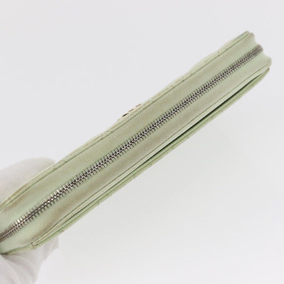 CHANEL Long Wallet Caviar Skin Green Gold CC Auth 164071A