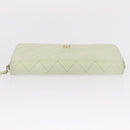 CHANEL Long Wallet Caviar Skin Green Gold CC Auth 164071A-7