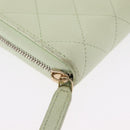 CHANEL Long Wallet Caviar Skin Green Gold CC Auth 164071A-14