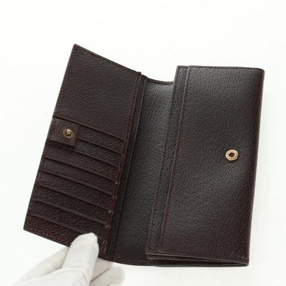 GUCCI Long Wallet Leather Dark Brown Gold 322104 Auth 164074V