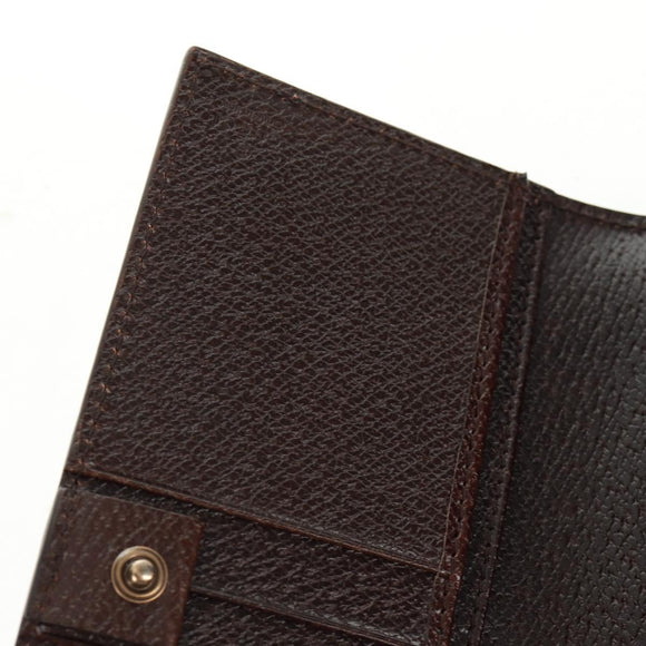 GUCCI Long Wallet Leather Dark Brown Gold 322104 Auth 164074V