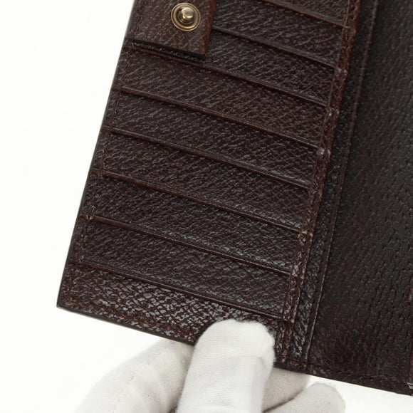 GUCCI Long Wallet Leather Dark Brown Gold 322104 Auth 164074V