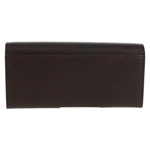 GUCCI Long Wallet Leather Dark Brown Gold 322104 Auth 164074V