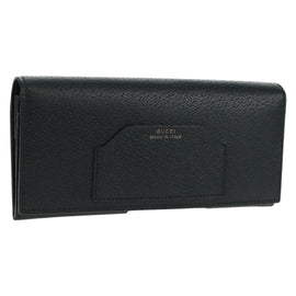 GUCCI Long Wallet Leather Black Silver 322104 Auth 164075V