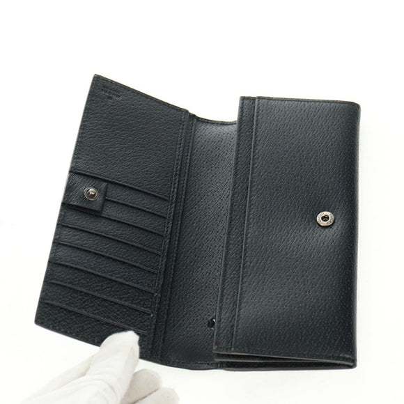 GUCCI Lange Geldbörse Leder Schwarz Silber 322104 Auth 164075V