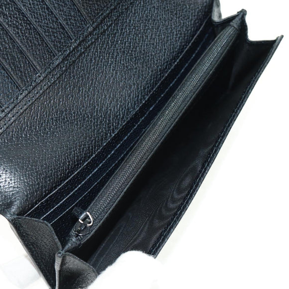 GUCCI Lange Geldbörse Leder Schwarz Silber 322104 Auth 164075V