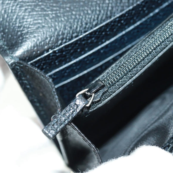 GUCCI Long Wallet Leather Black Silver 322104 Auth 164075V