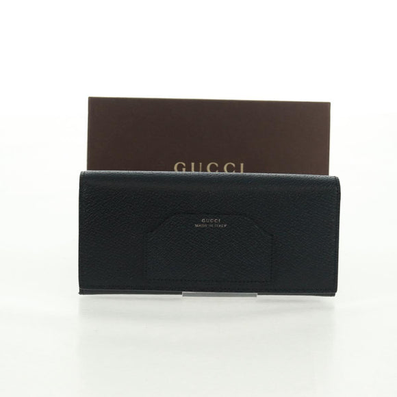 GUCCI Long Wallet Leather Black Silver 322104 Auth 164075V