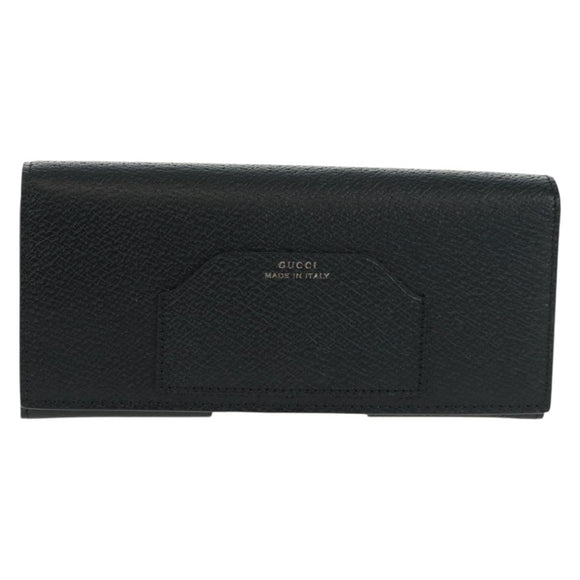 GUCCI Lange Geldbörse Leder Schwarz Silber 322104 Auth 164075V