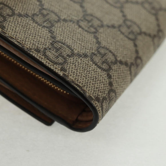 GUCCI GG Supreme Langbörse PVC Beige Gold 598587 Auth 164076V