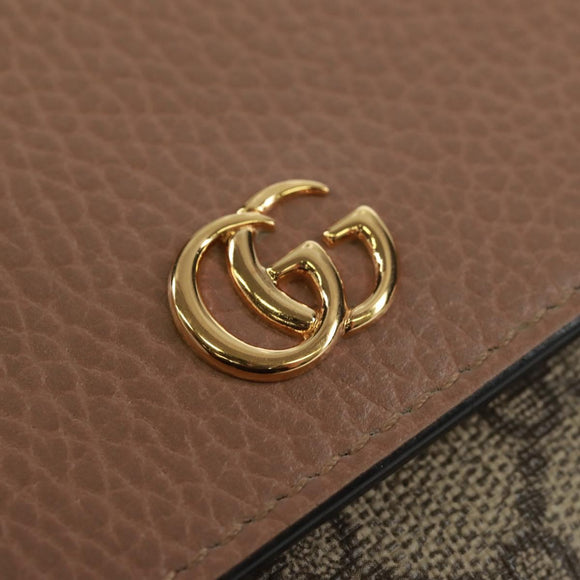 GUCCI GG Supreme Langbörse PVC Beige Gold 598587 Auth 164076V