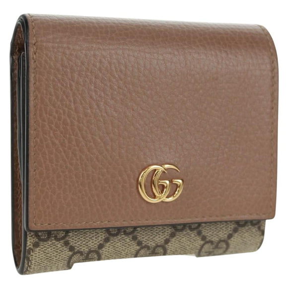 GUCCI GG Supreme Langbörse PVC Beige Gold 598587 Auth 164076V