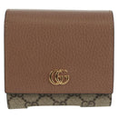 GUCCI GG Supreme Langbörse PVC Beige Gold 598587 Auth 164076V-13